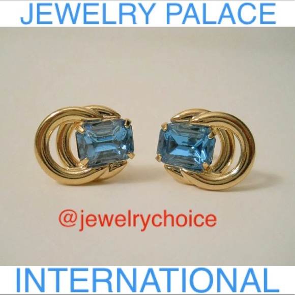 14K Gold Filled Stunning Light Blue Cubic Zirconia Post Earrings - Picture 6 of 11